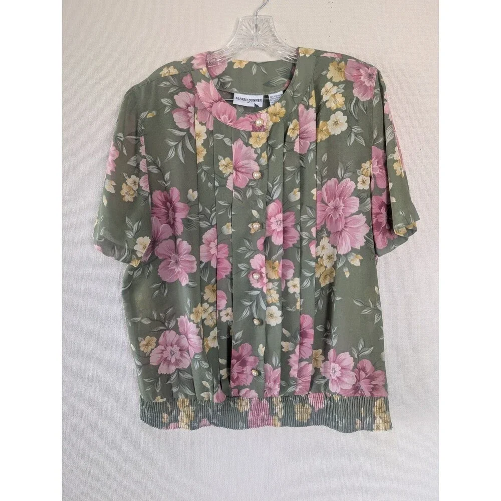 Vintage Alfred Dunner Skirt Set Floral 2pc Sz 14 Blouse  Grandmacore Sunday Best